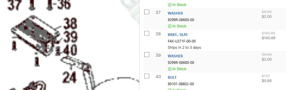 Yamaha OE Swim Up Seat Bracket - Early MY
